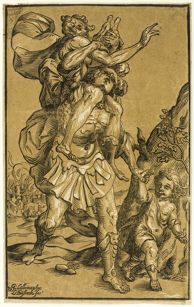 Aeneas Babasını Taşıyan Anchises by Ludolph Büsinck