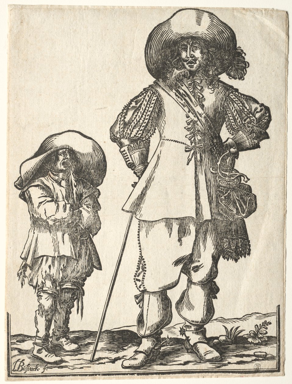 Ayakta Cavalier ve Dilenci Çocuk. by Ludolph Büsinck