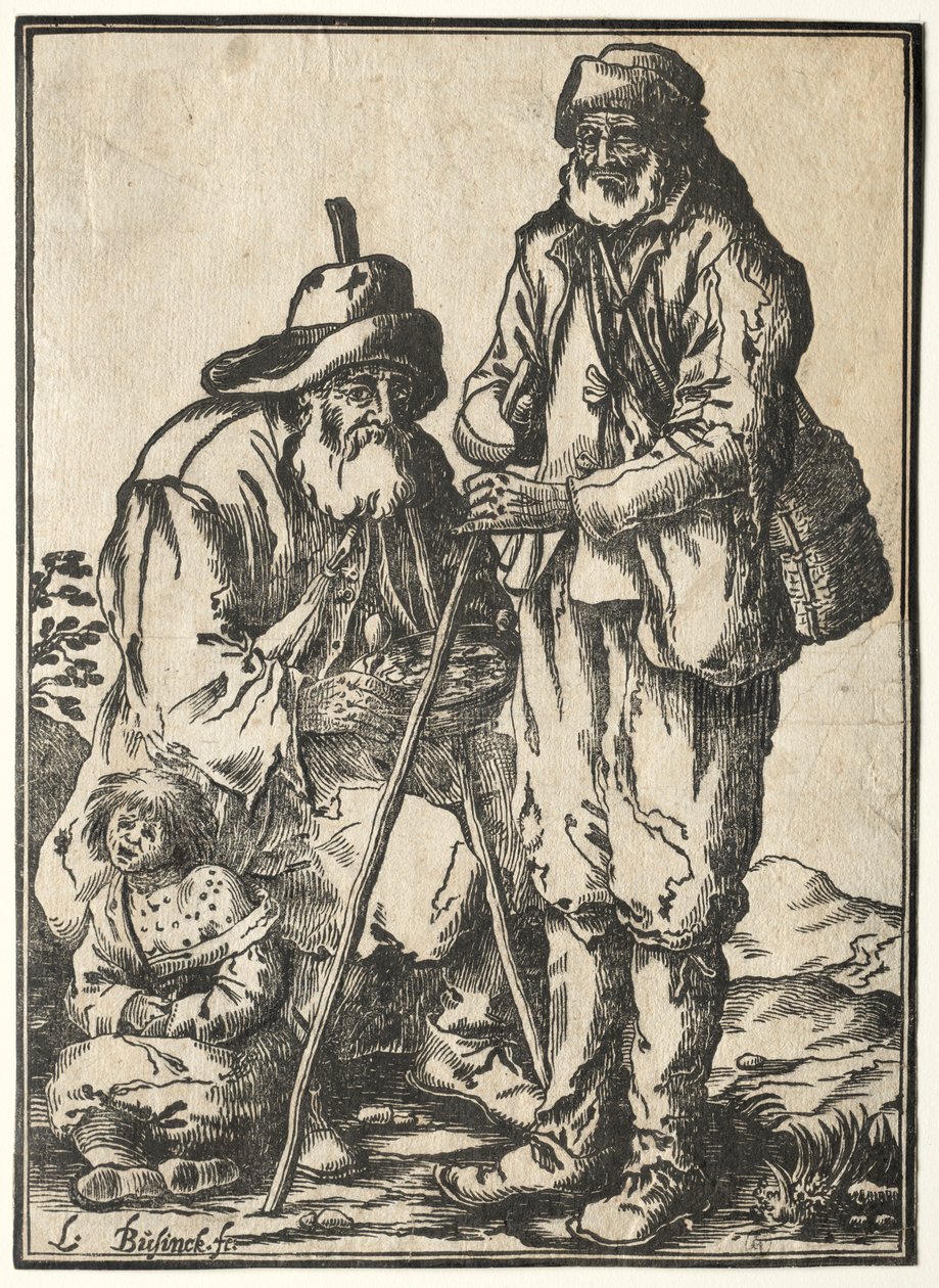 İki Dilenci ve Cüzzamlı Çocuk. by Ludolph Büsinck