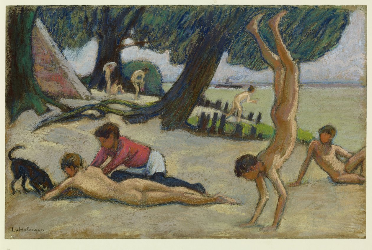 Sahildeki çocuklar, c. 1895 by Ludwig von Hofmann