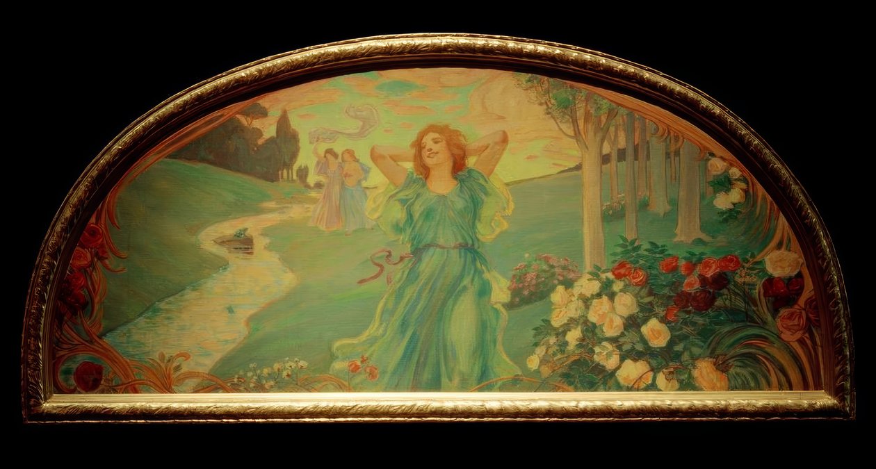 Dere kenarında üç kız by Ludwig von Hofmann
