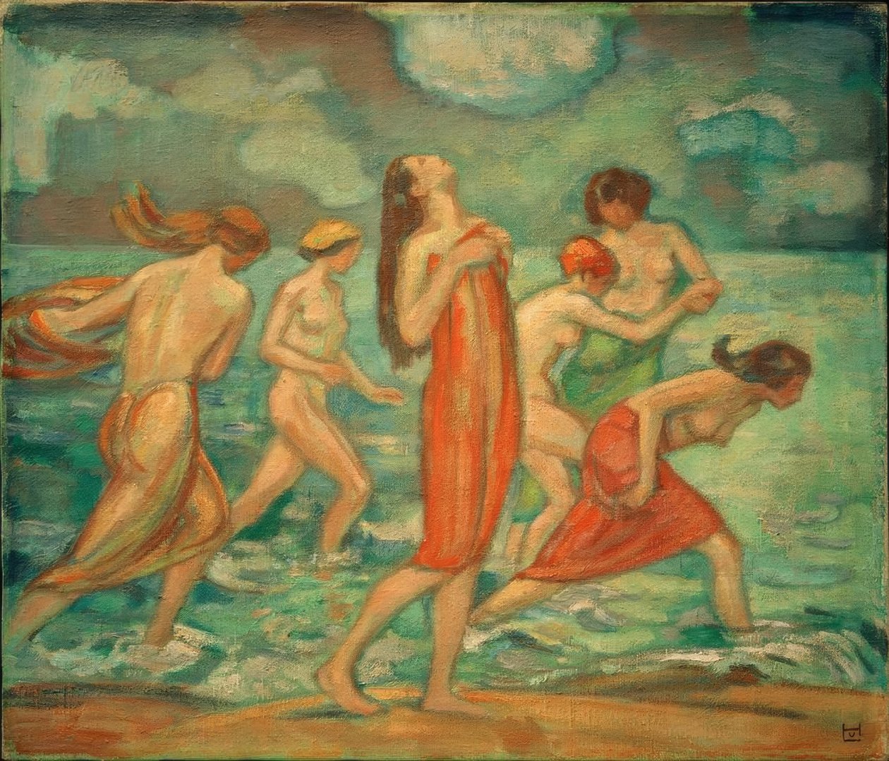L.v. Hofmann, banyo yapan kızlar by Ludwig von Hofmann