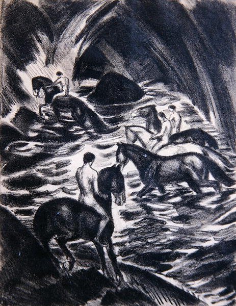 Binen gençler (lito) by Ludwig von Hofmann
