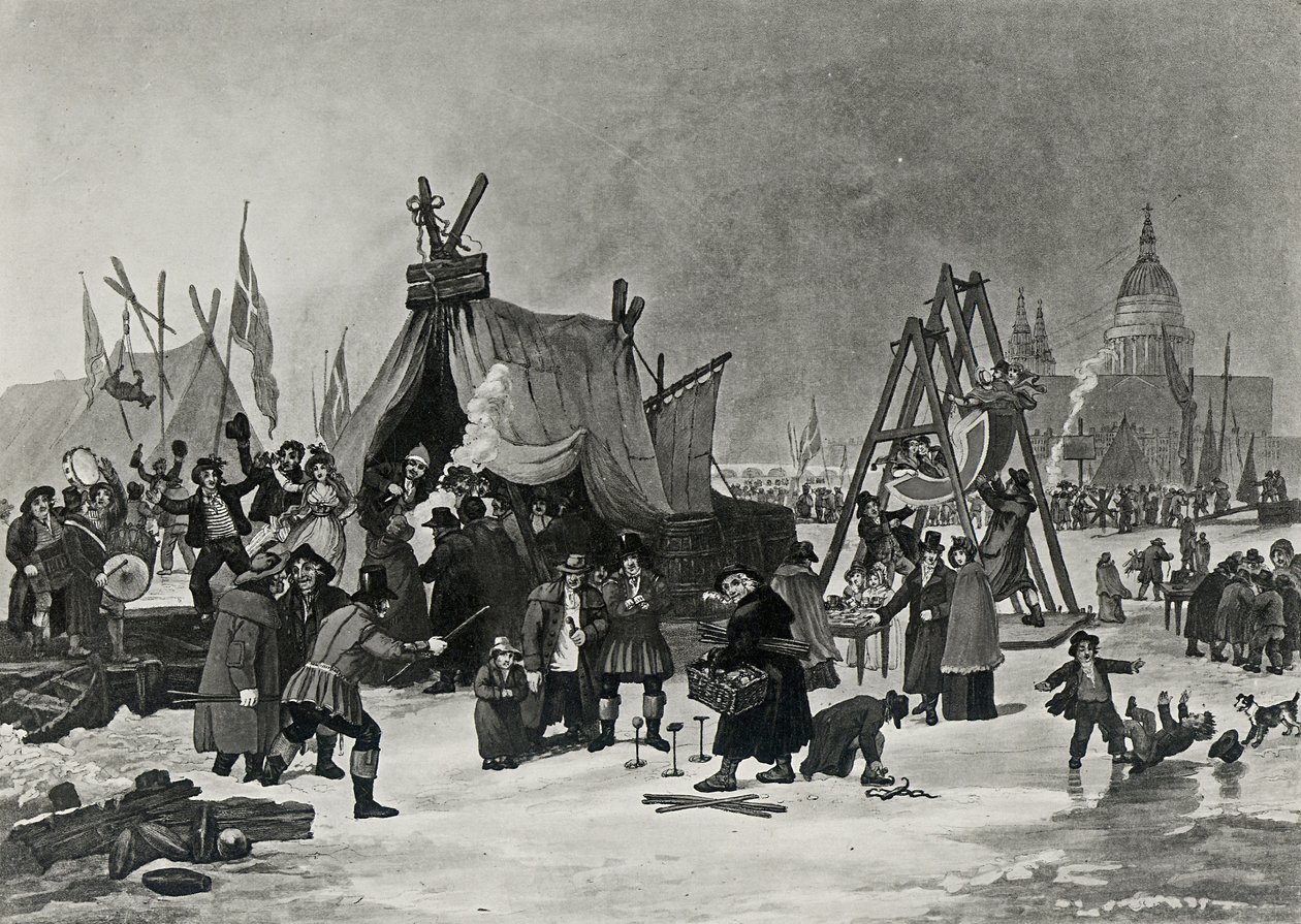 The Fair on the Thames, 4 Şubat 1814, Reeve tarafından yapılan gravür by Luke Clennell