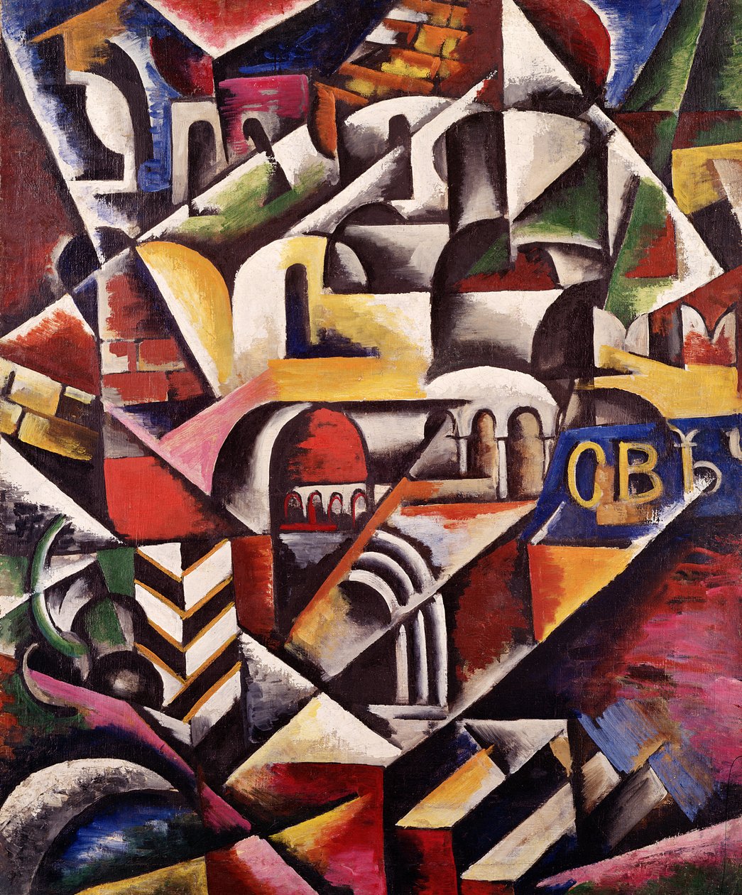 Kübist şehir manzarası, 1914 by Lyubov Sergeevna Popova