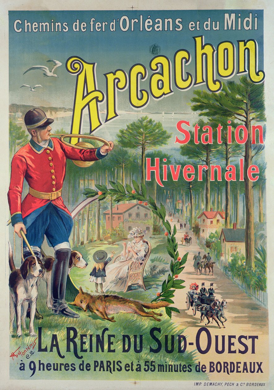 Arcachon sahil beldesinin reklam afişi, c.1910 by M. de Fonremis