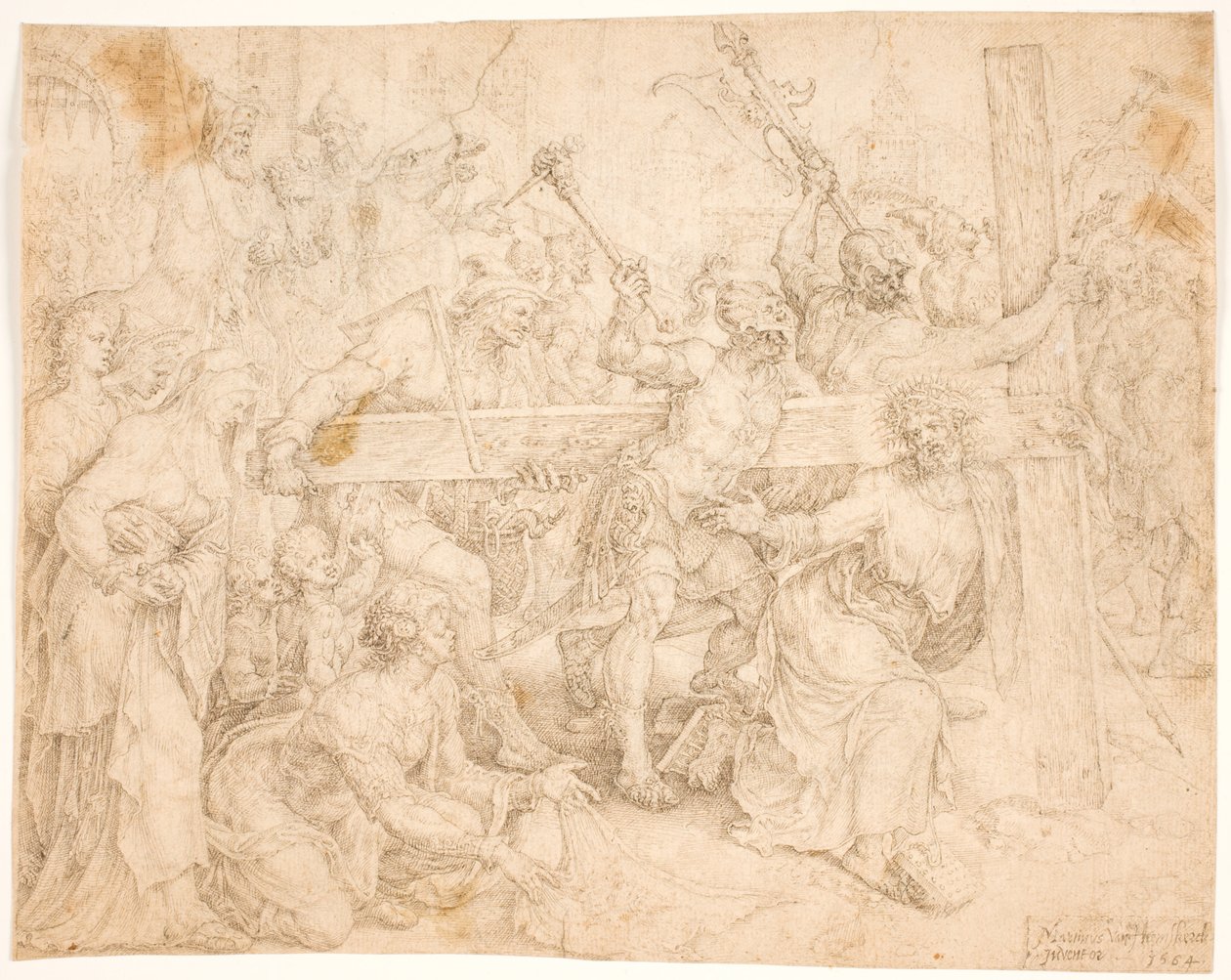 İsa çarmıhını taşıyor by Maarten van Heemskerck