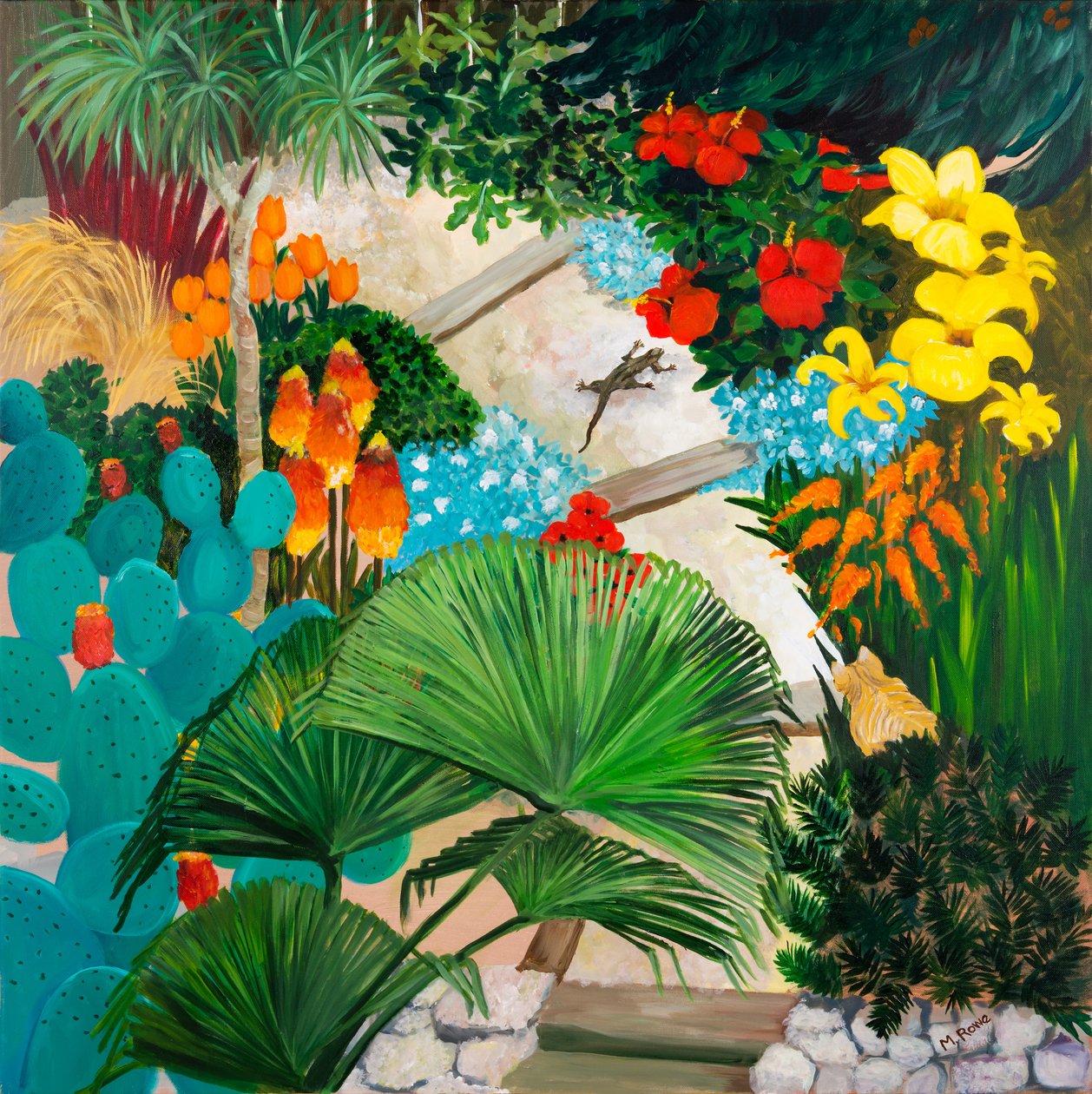Egzotik Bahçeler, 2013 (tuval üzerine akrilik) by Maggie Rowe
