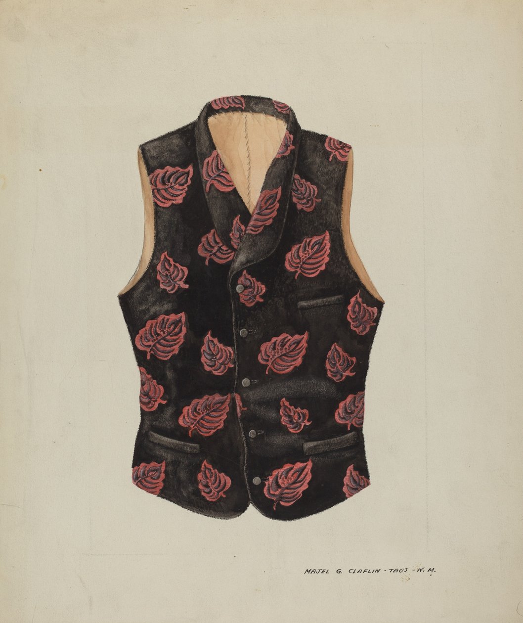 İşlemeli Kadife Yelek, c. 1937. by Majel G. Claflin