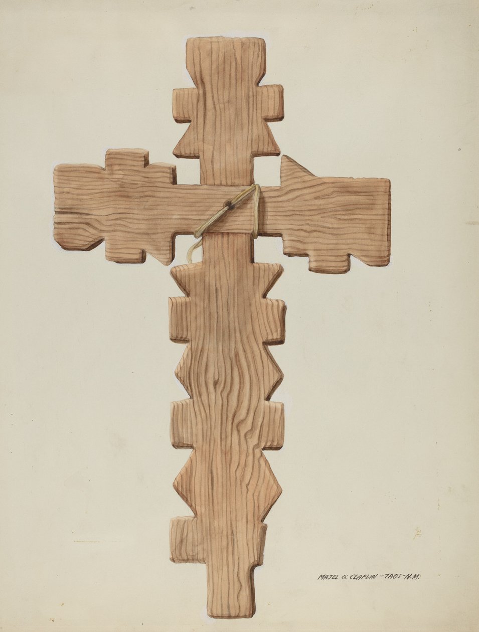 Penitente Haçı, Oyma Ahşap, c. 1937. by Majel G. Claflin