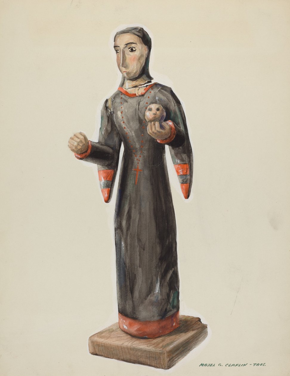Santa Rita - Bulto, c. 1938. by Majel G. Claflin