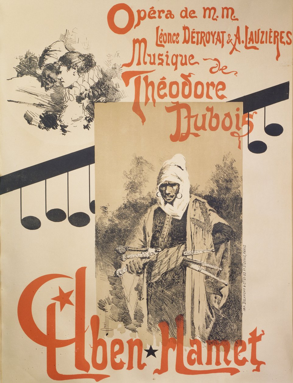 Aben Hamet, opera için afiş by Manuel Orazi