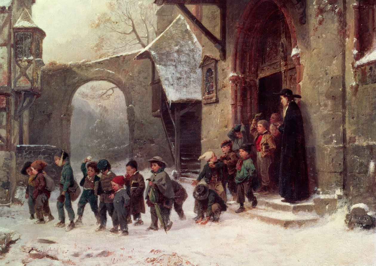 Kar Manzarası: Okuldan Ayrılan Çocuklar, 1853 dolayları by Marc Louis Benjamin Vautier