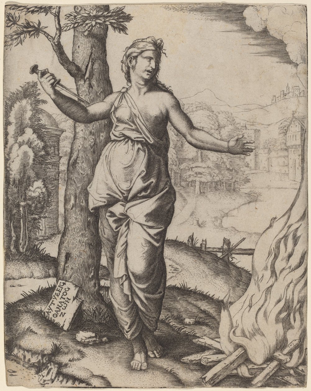 dido by Marcantonio Raimondi after Raphael