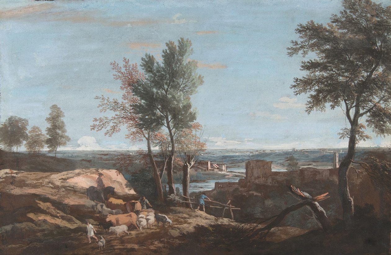 Geniş Pastoral Peyzaj, yak. 1700-1730. by Marco Ricci