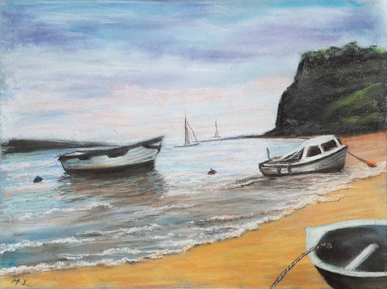 Shaldon Sahili Güney Devon, 2022 (pastel) by Margo Starkey