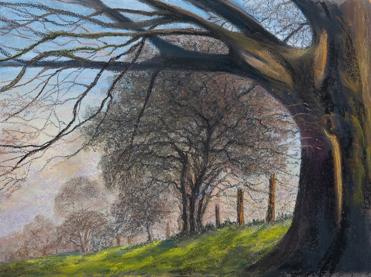 Rüzgarla savrulan ağaçlar..Shroesbury, 2020 (pastel) by Margo Starkey