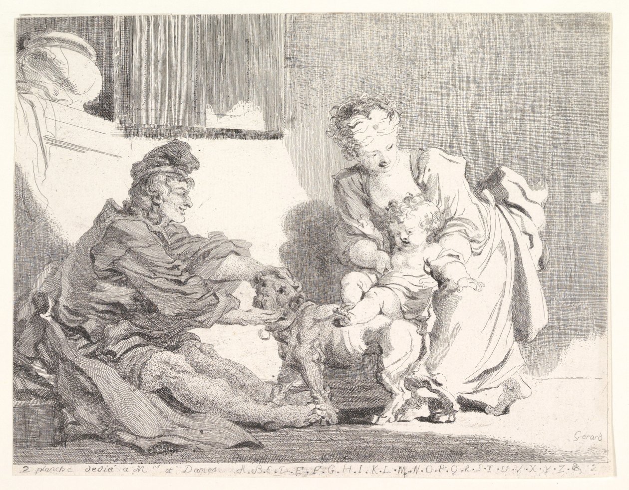 Çocuk ve Bulldog, 1778. by Marguerite Gerard