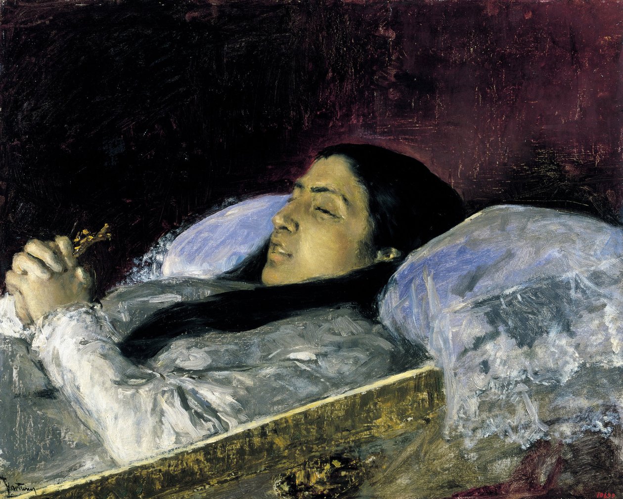 Bayan Del Castillo ölüm döşeğinde by Marià Fortuny