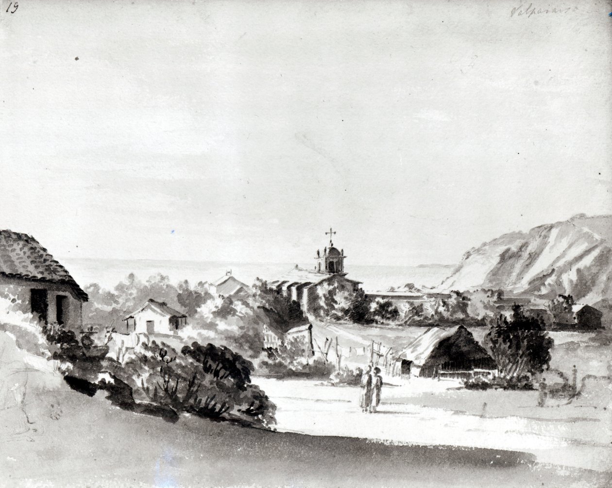 Valparaiso (kağıt üzerine sulu boya) by Maria Callcott