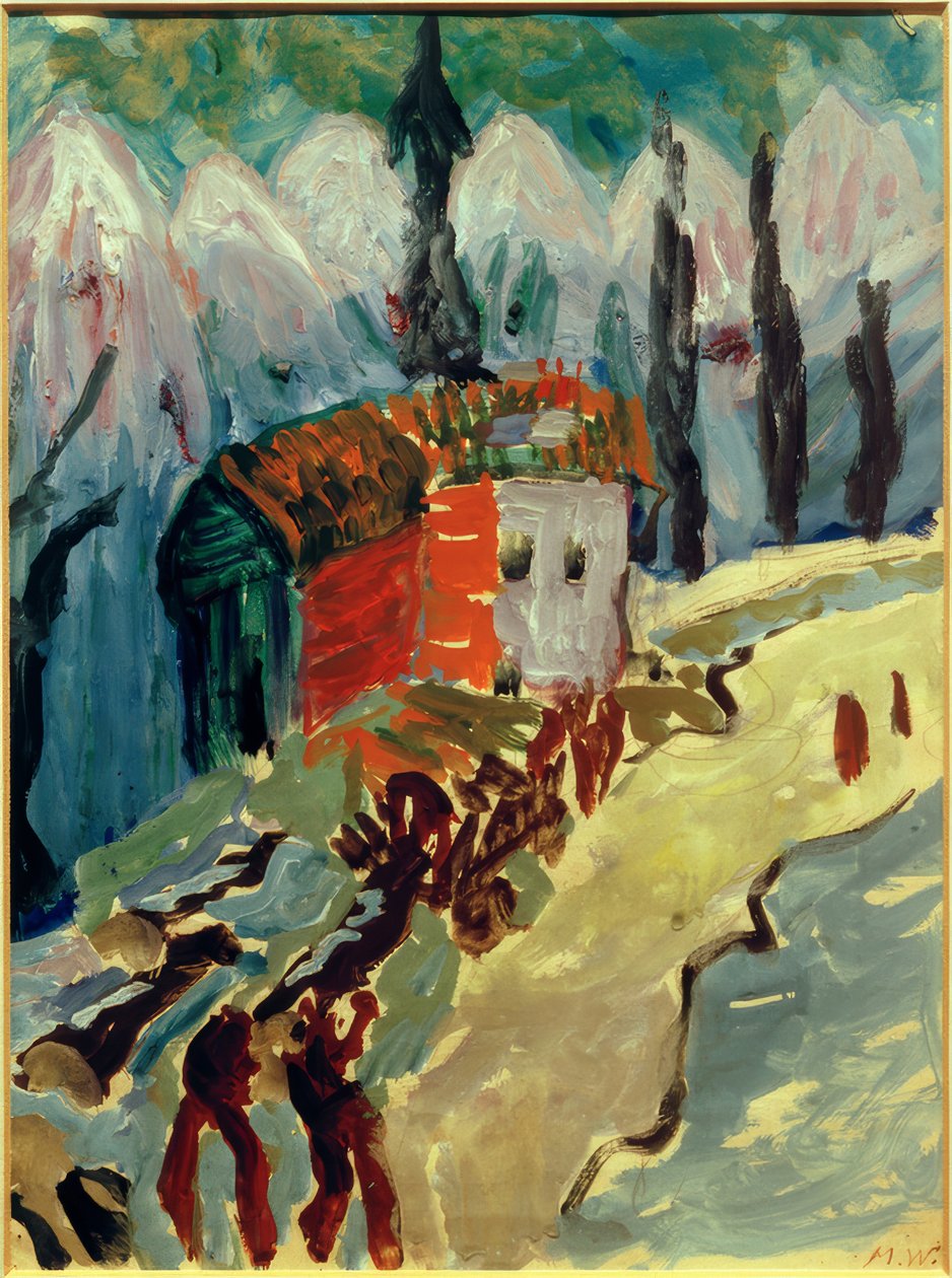 Dağlarda kütük kaldırma by Marianne von Werefkin