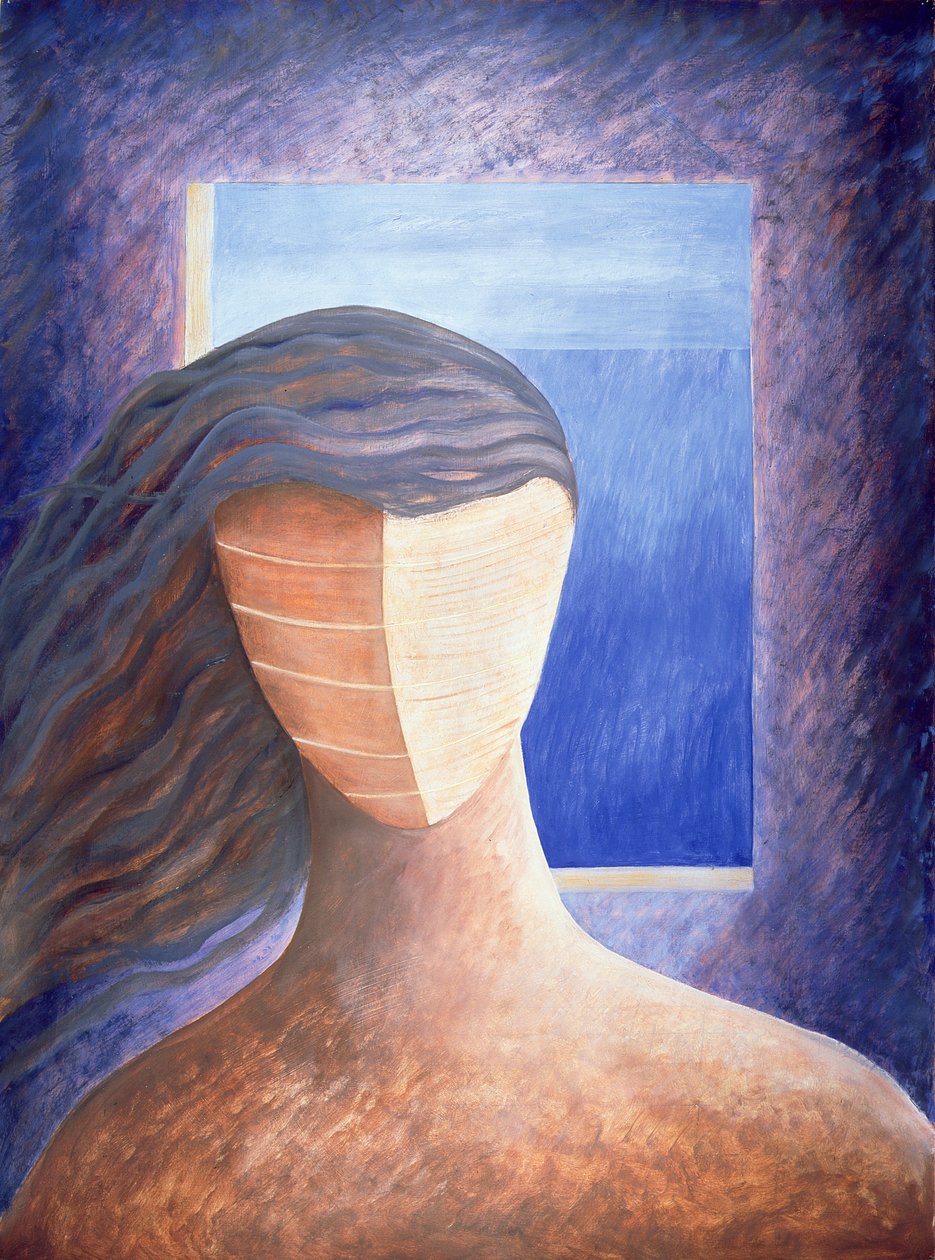 Zoe a la Fenetre, 1994 (kağıt üzerine yağlı boya) by Marie Hugo