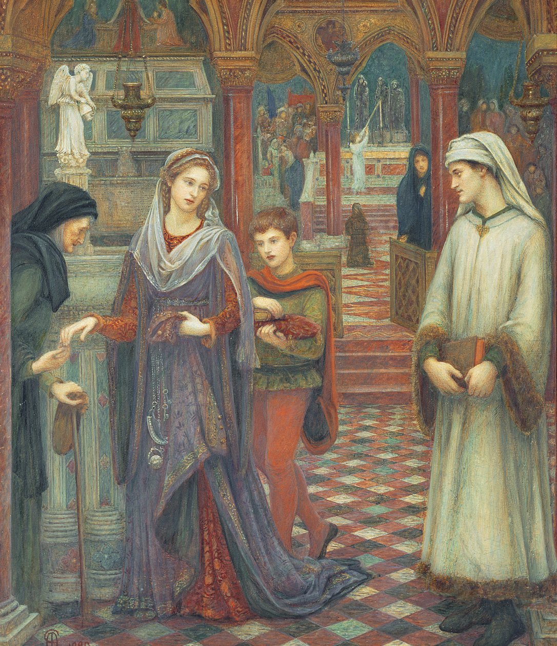 Dante ve Beatrice, 1880 (kağıt üzerinde tuvalet ve gövde rengi) by Marie Spartali Stillman