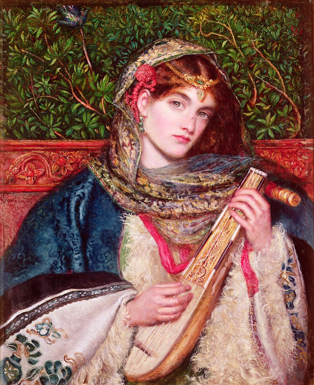 müzik çalan kız by Marie Spartali Stillman