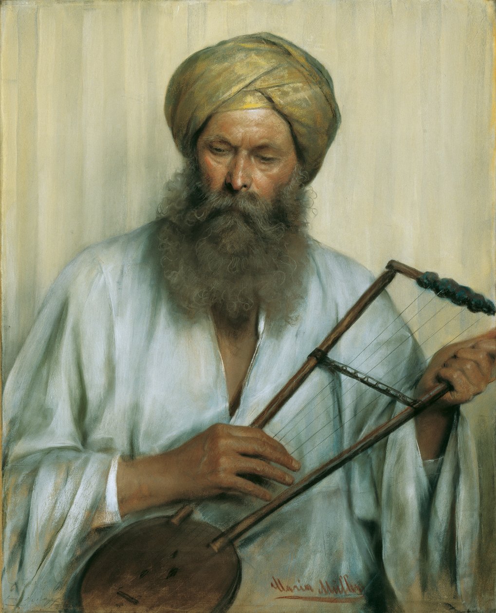 Beyaz kaftan ve sarı sarıklı oryantal by Marie Müller
