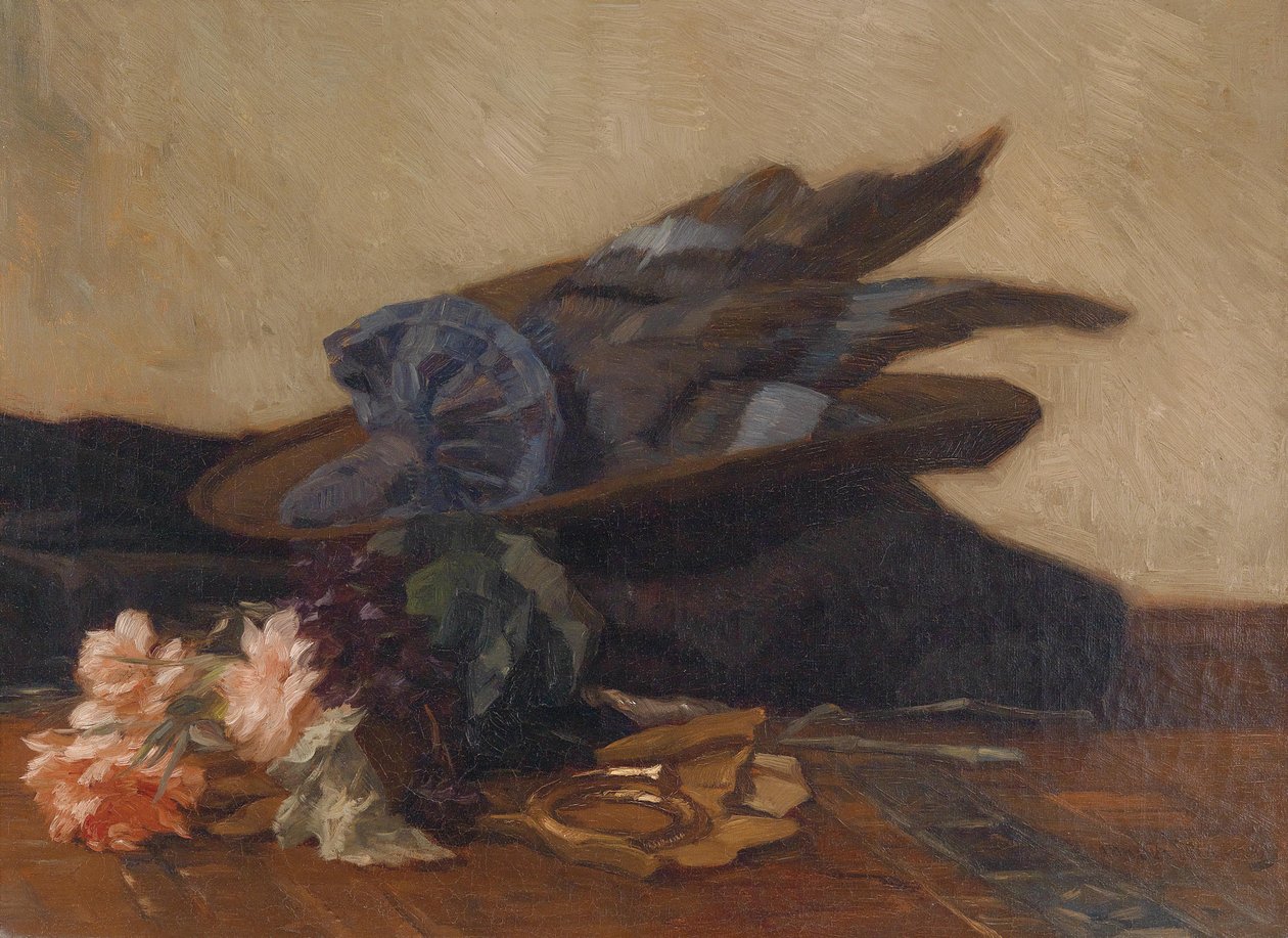Şapka ve gül ile natürmort by Marinus van der Maarel