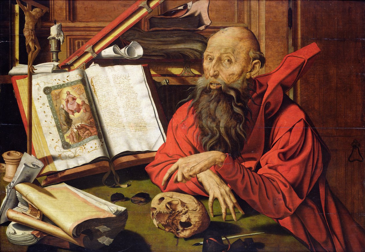 Meditasyonda Aziz Jerome by Marinus van Roejmerswaelen