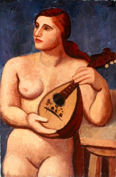 Mandolin ile çıplak by Mark Gertler