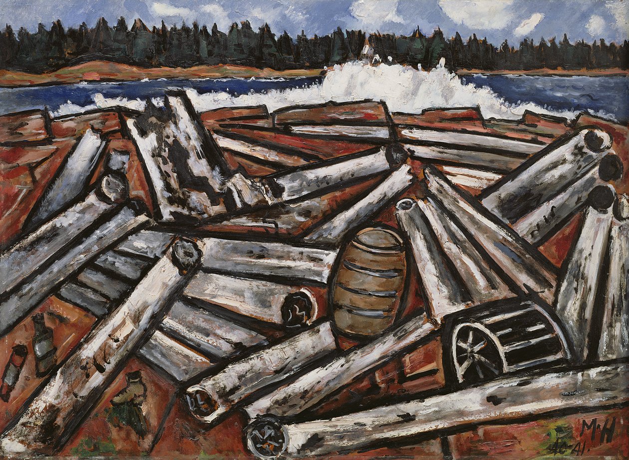 Log Jam, Penobscot Bay, 1940-41 (masonit üzerine yağ) by Marsden Hartley