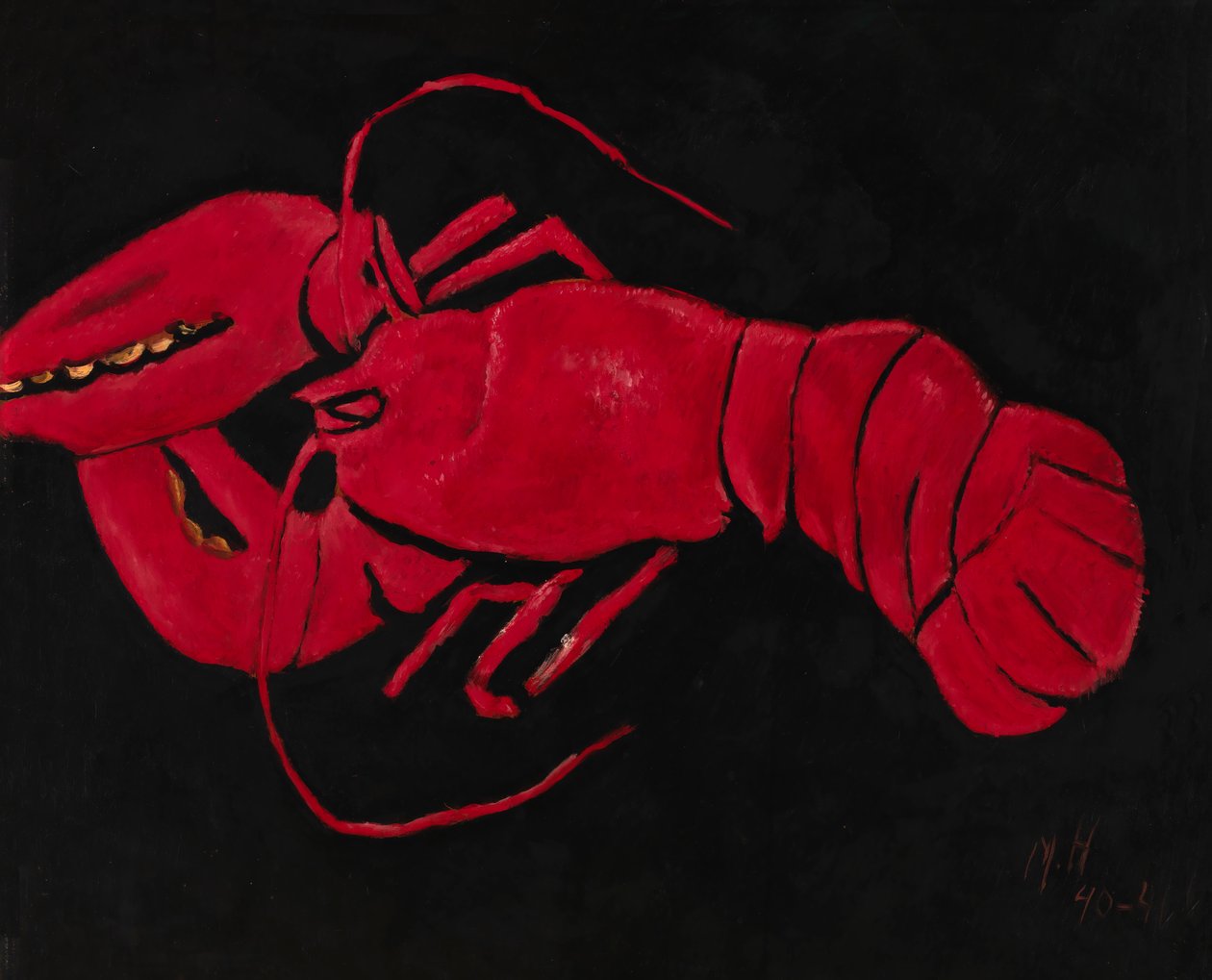 Siyah Arka Plan Üzerine Istakoz, 1940-1941. by Marsden Hartley