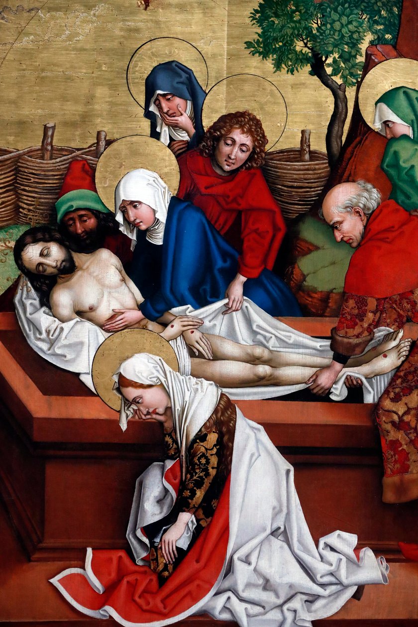 İsa mezara yerleştirildi (ahşap panel üzerine yağlı boya) by Martin Schongauer