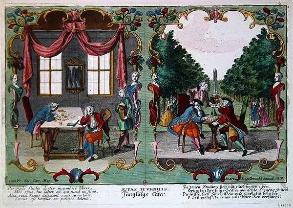 Ergen Erkekler, 18. yüzyılın başları (renkli gravür) by Martin Engelbrecht