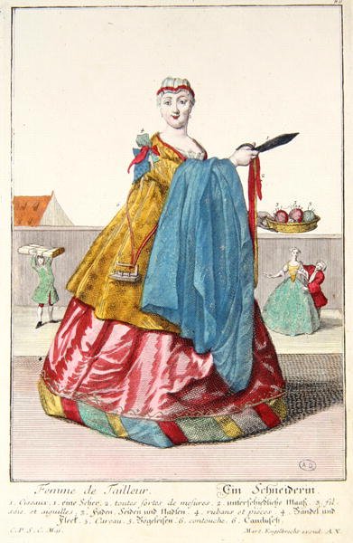 Terzinin Karısı, c.1735 (renkli gravür) by Martin Engelbrecht