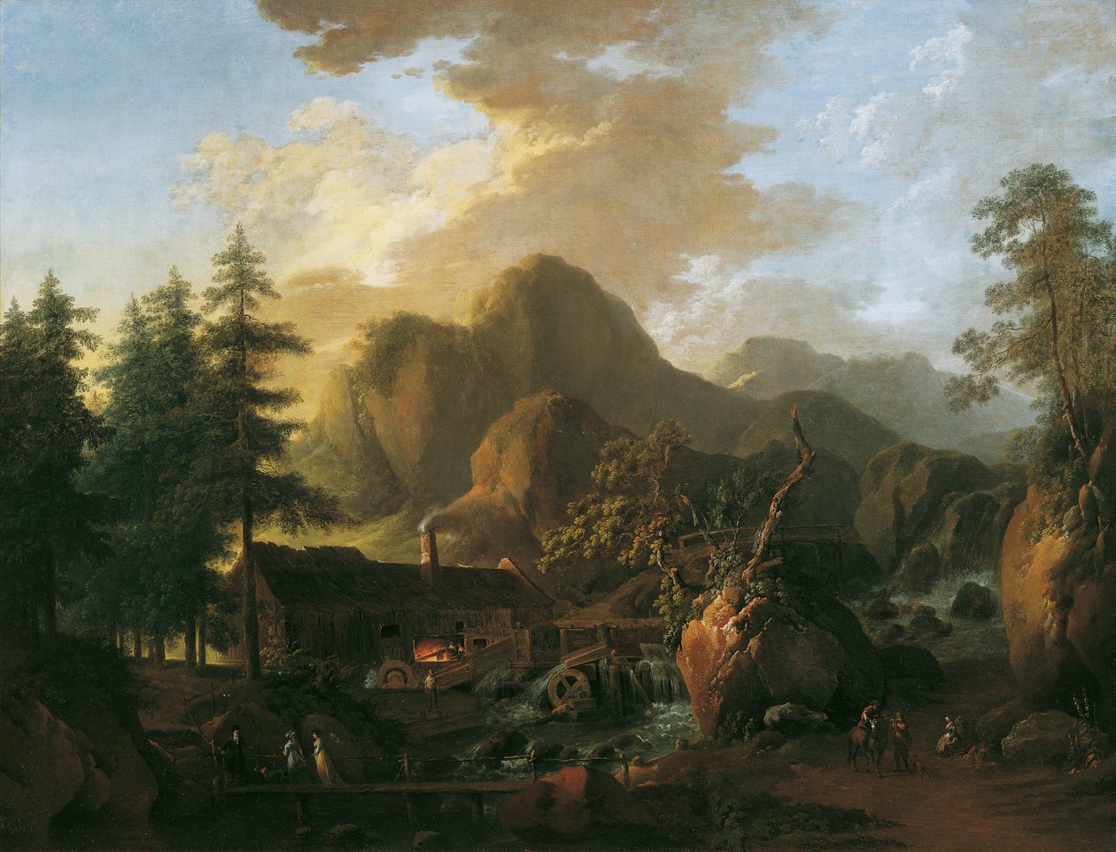 Bir çekiçli değirmen ile manzara by Martin von Molitor