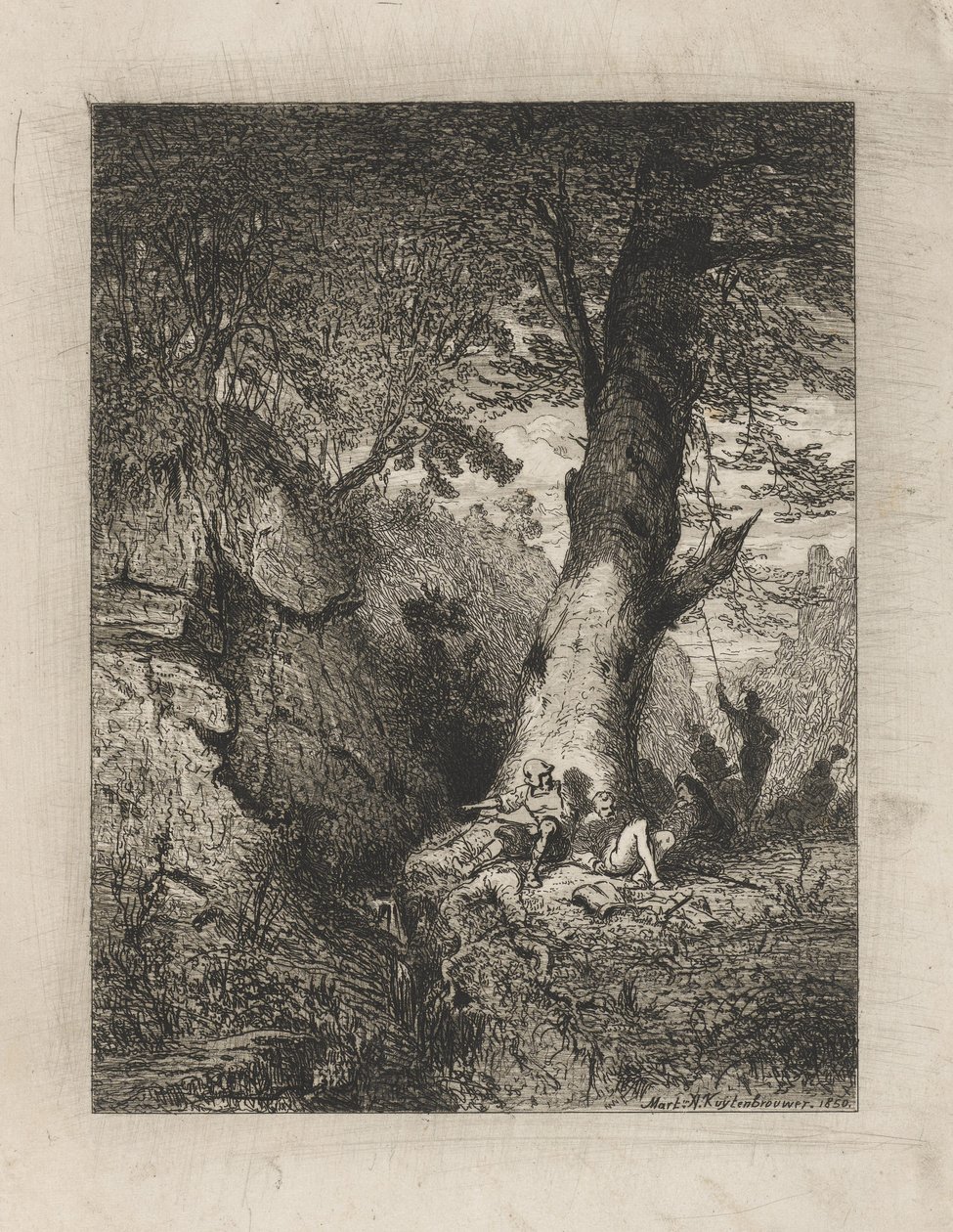 Bir ağacın altında oturan savaşçılar by Martinus Antonius Kuytenbrouwer jr.