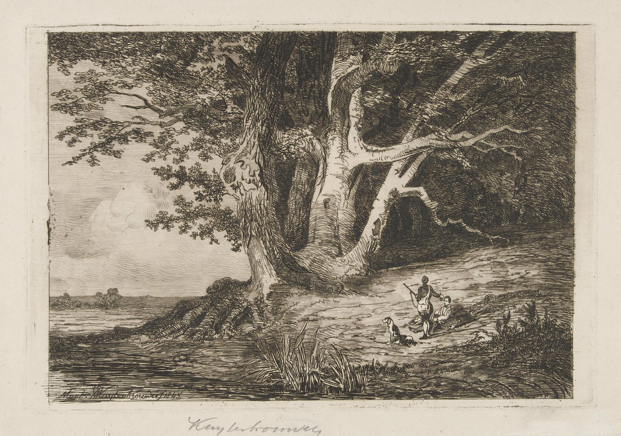 Sahilde iki avcı by Martinus Antonius Kuytenbrouwer jr.