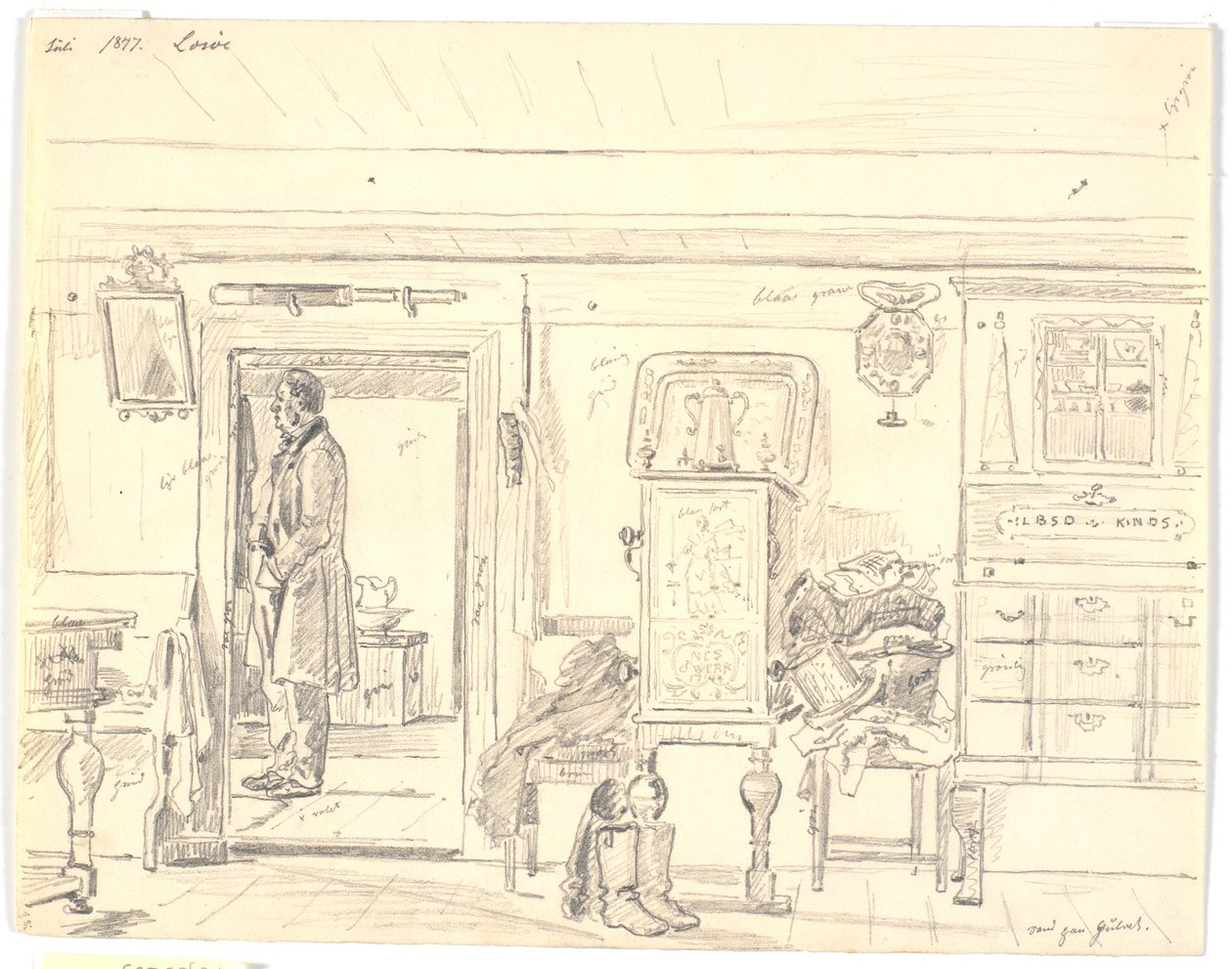 Ayakta duran adam, Læsø ile çiftlik evi by Martinus Rørbye