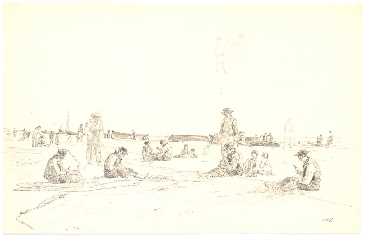 Sahilde balıkçılar ince ağlar, Skagen by Martinus Rørbye