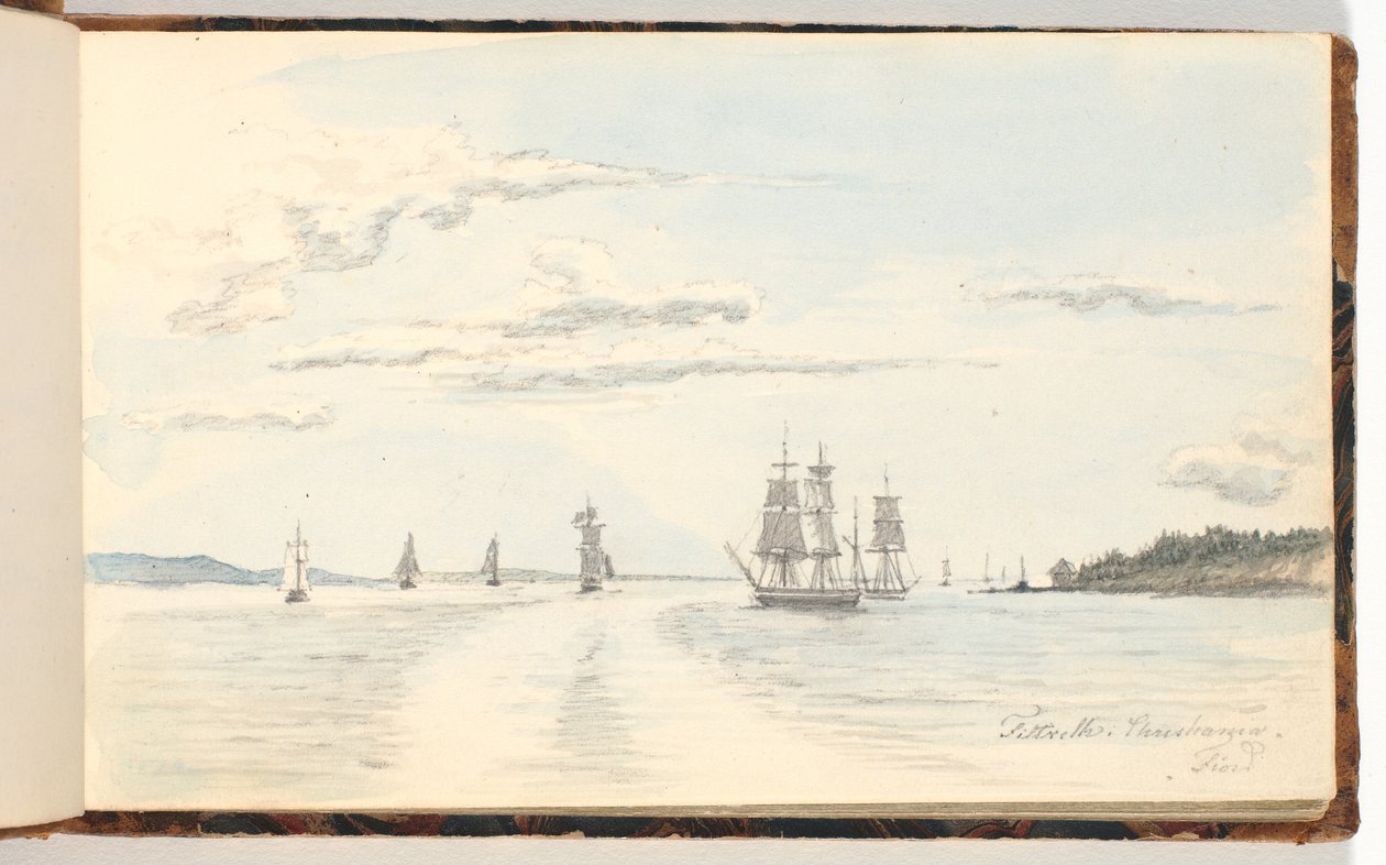 Gemiler ile kıyı manzara by Martinus Rørbye