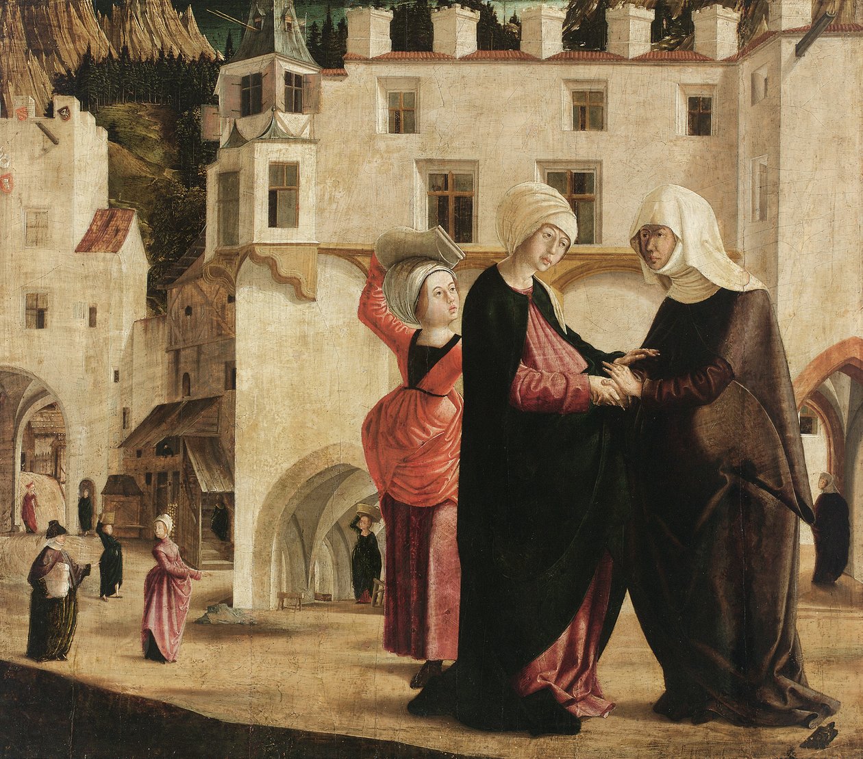 Ziyaret, c.1502 (ladin ağacı üzerine resim) by Marx Reichlich
