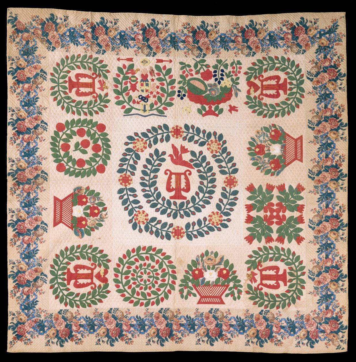 Odd Fellows Aplike Albüm yorganı, c.1850 (pamuk ve ipek) by Mary Ann McCue