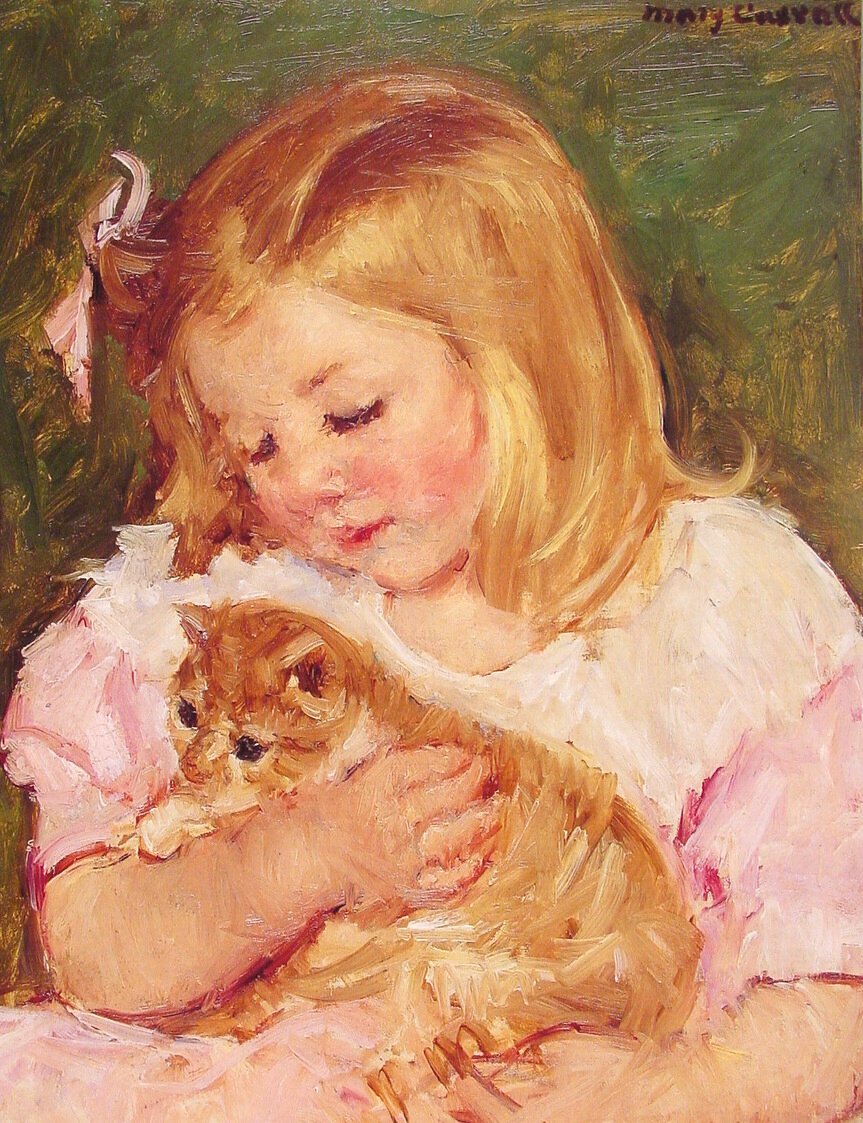 Sara tutan bir kedi by Mary Cassatt
