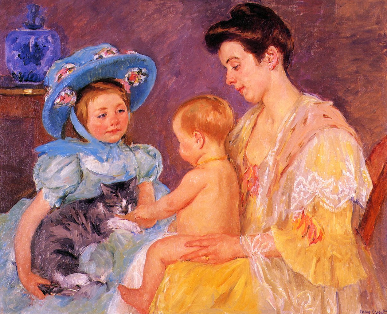Kediyle Oynayan Çocuklar by Mary Cassatt