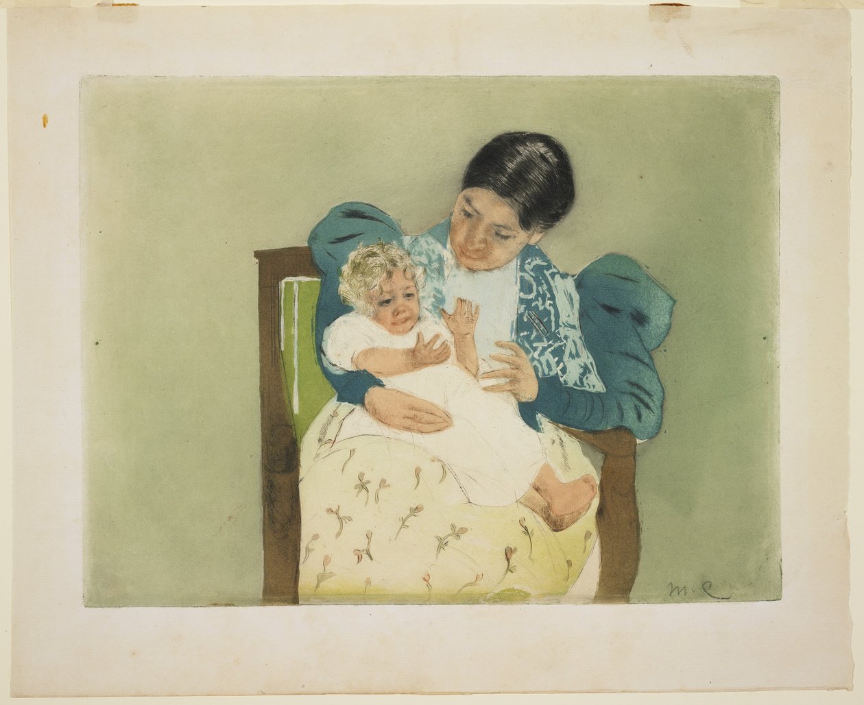 Çıplak Ayaklı Çocuk, c. 1896-97 (renkli aquatint ve kuru nokta) by Mary Cassatt