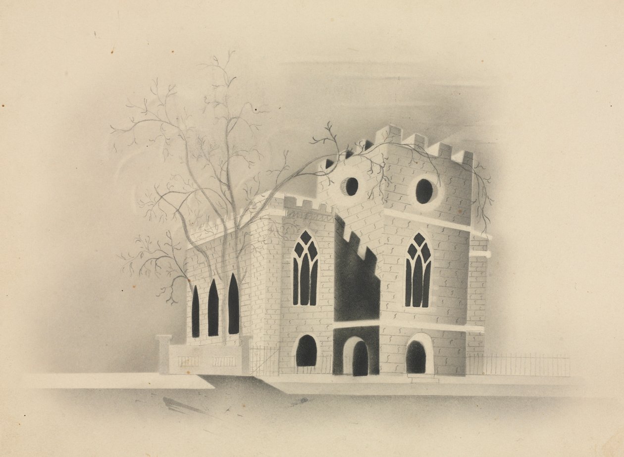 Ayışığında Gotik Kilise, 1840. by Mary Altha Nims