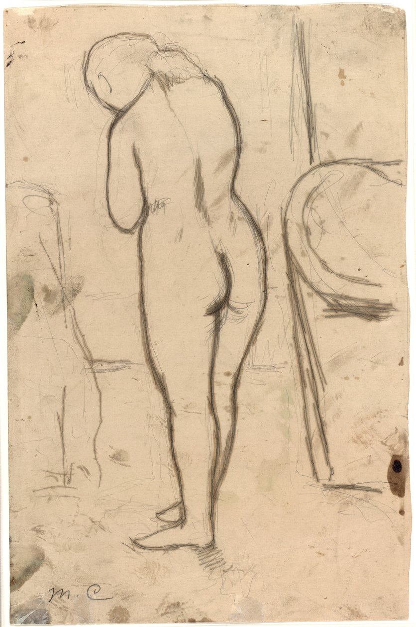 Çıplak Ayakta Çizim, c.1879 by Mary Cassatt